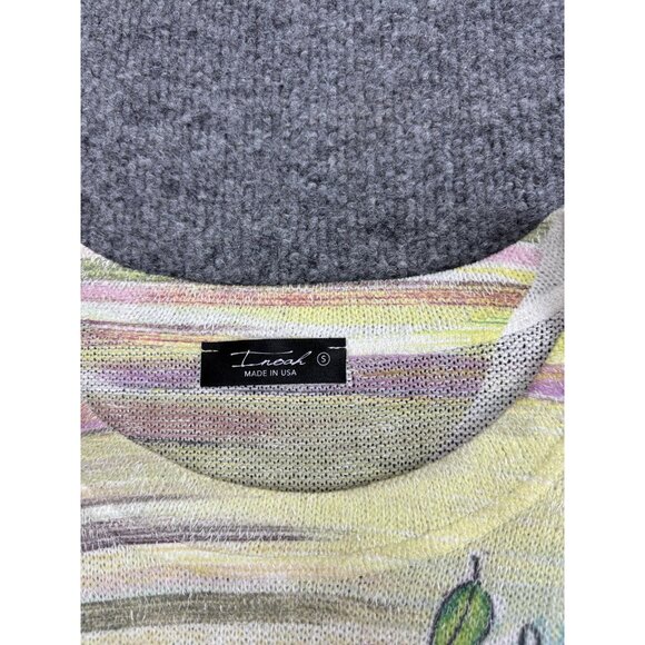 Inoah Dress Womens Small Multicolor A-Line Stripe Print Ruffle Hem Made in USA - Picture 2 of 5